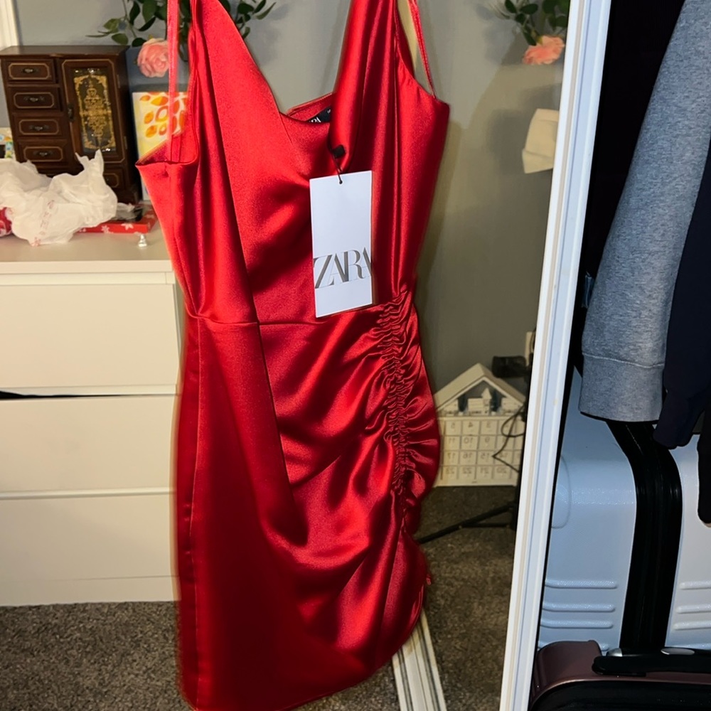 Zara Red Satin Dress
